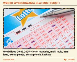 dzisiejsze i archiwalne wyniki lotto.